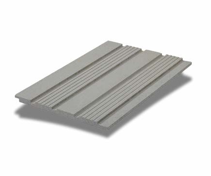Flute profile in natural grey: a plank with a band of fine grooves