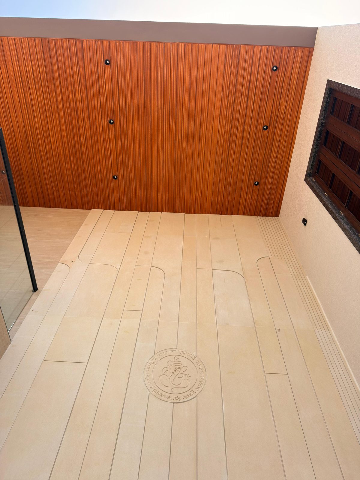 Wood-tone Woodium interior wall