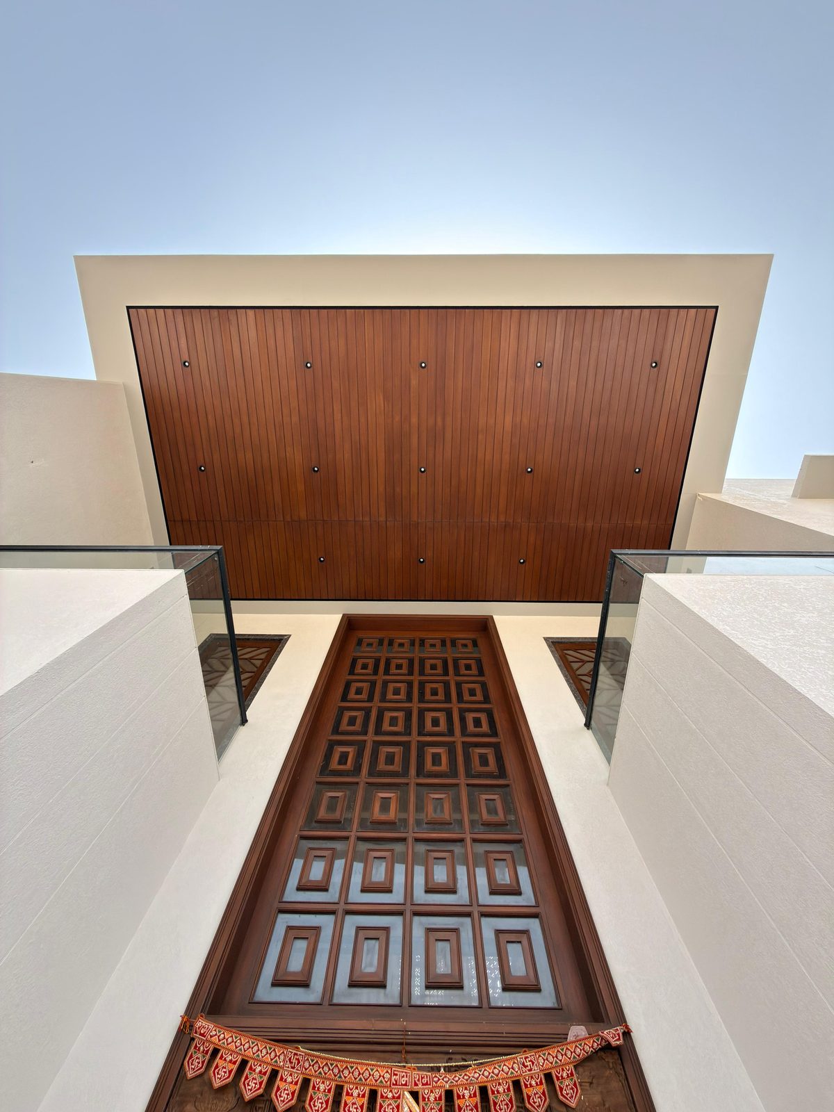 Woodium planks under a balcony