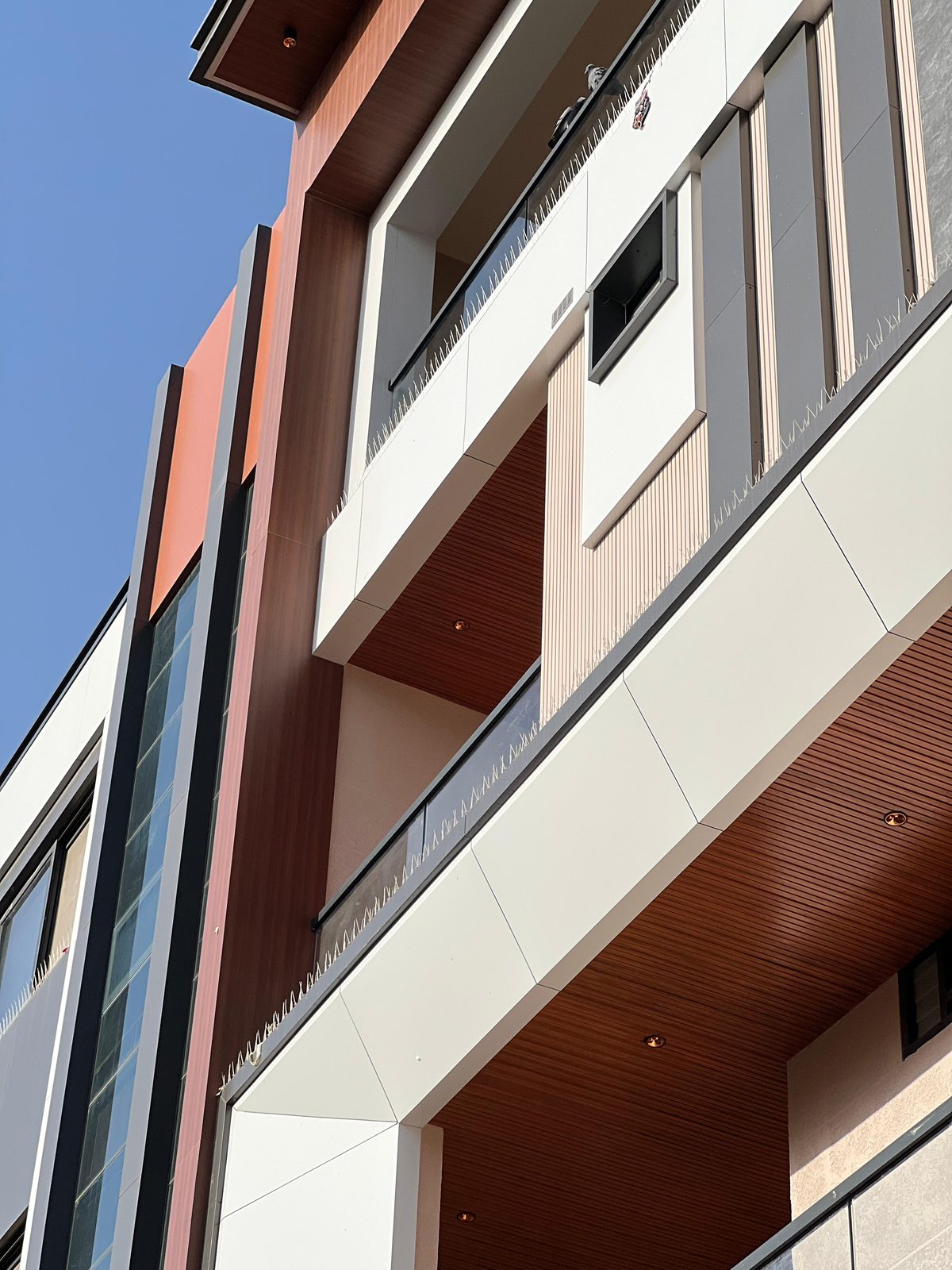 House facade in wood-tone Woodium